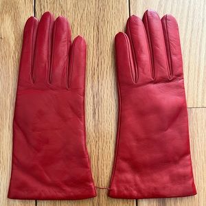 Bright red J. Crew leather gloves